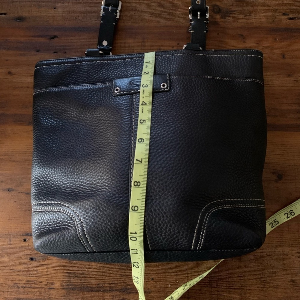 Coach Hamilton Black Pebbled Leather Shoulder Tote Bag - Picture 9 of 14